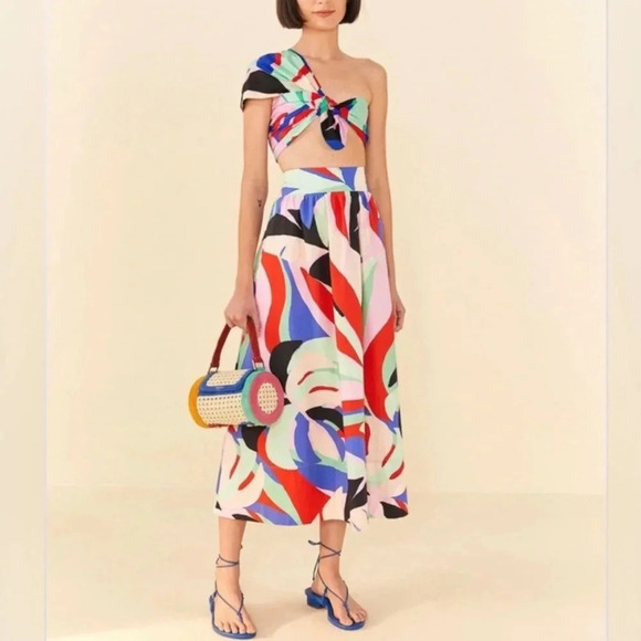 FARM RIO Colorful Monstera Crop Top Size XL NWT - Picture 4 of 8